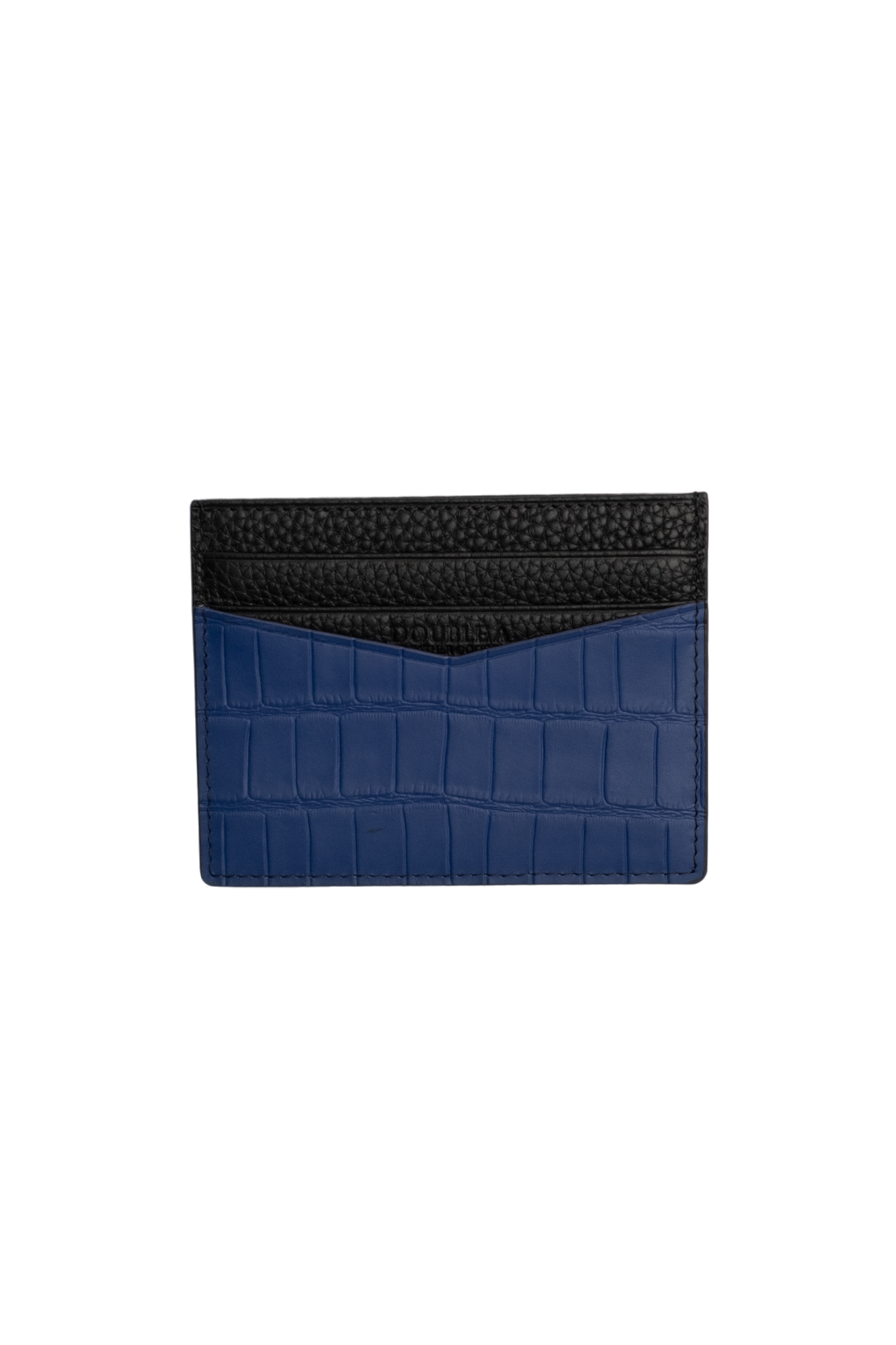 Navy Embossed Crocodile Cardholder