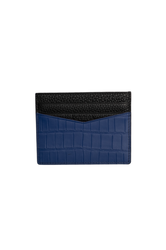 Navy Embossed Crocodile Cardholder