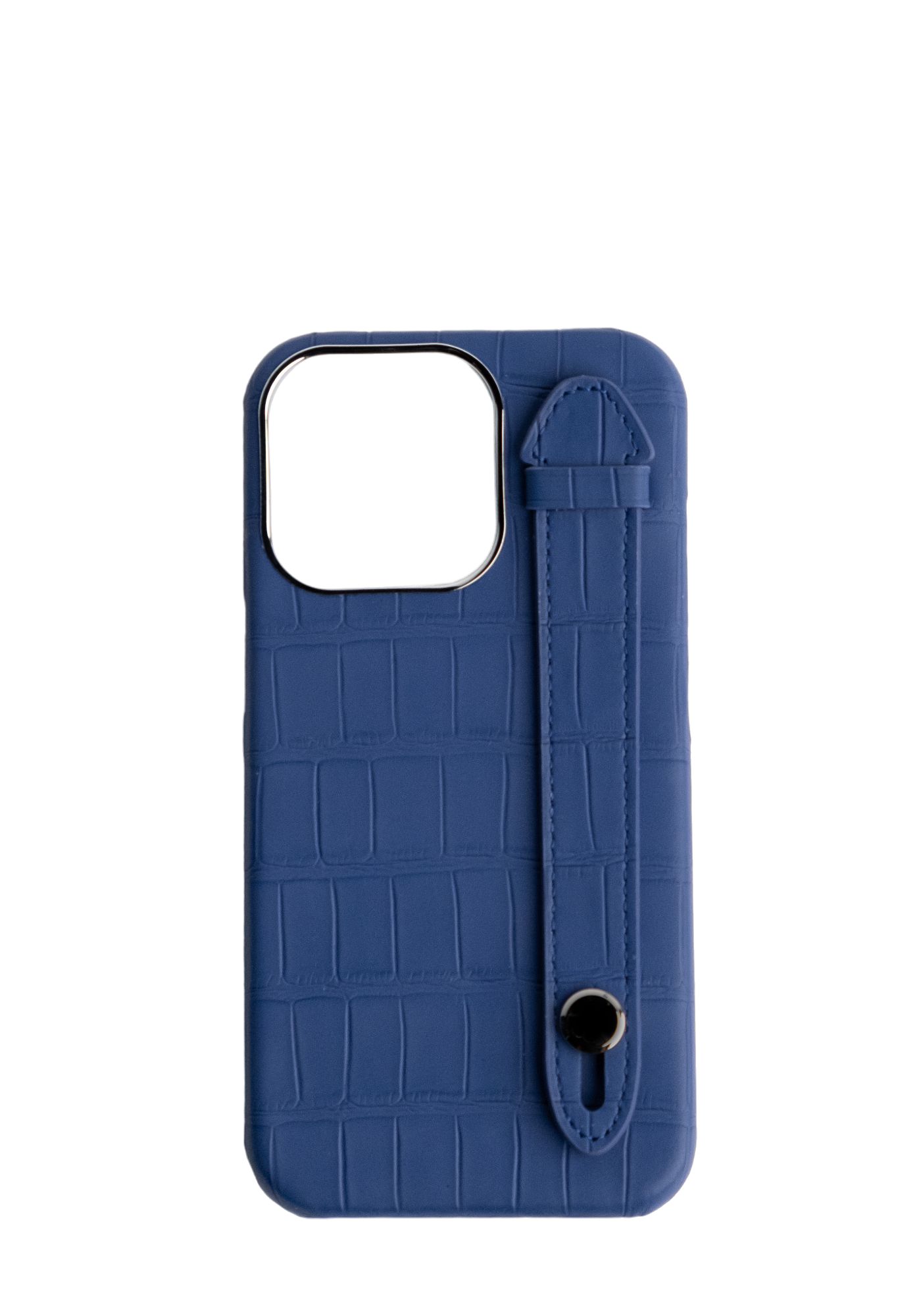 Royal Blue Embossed Crocodile Leather Strap Case