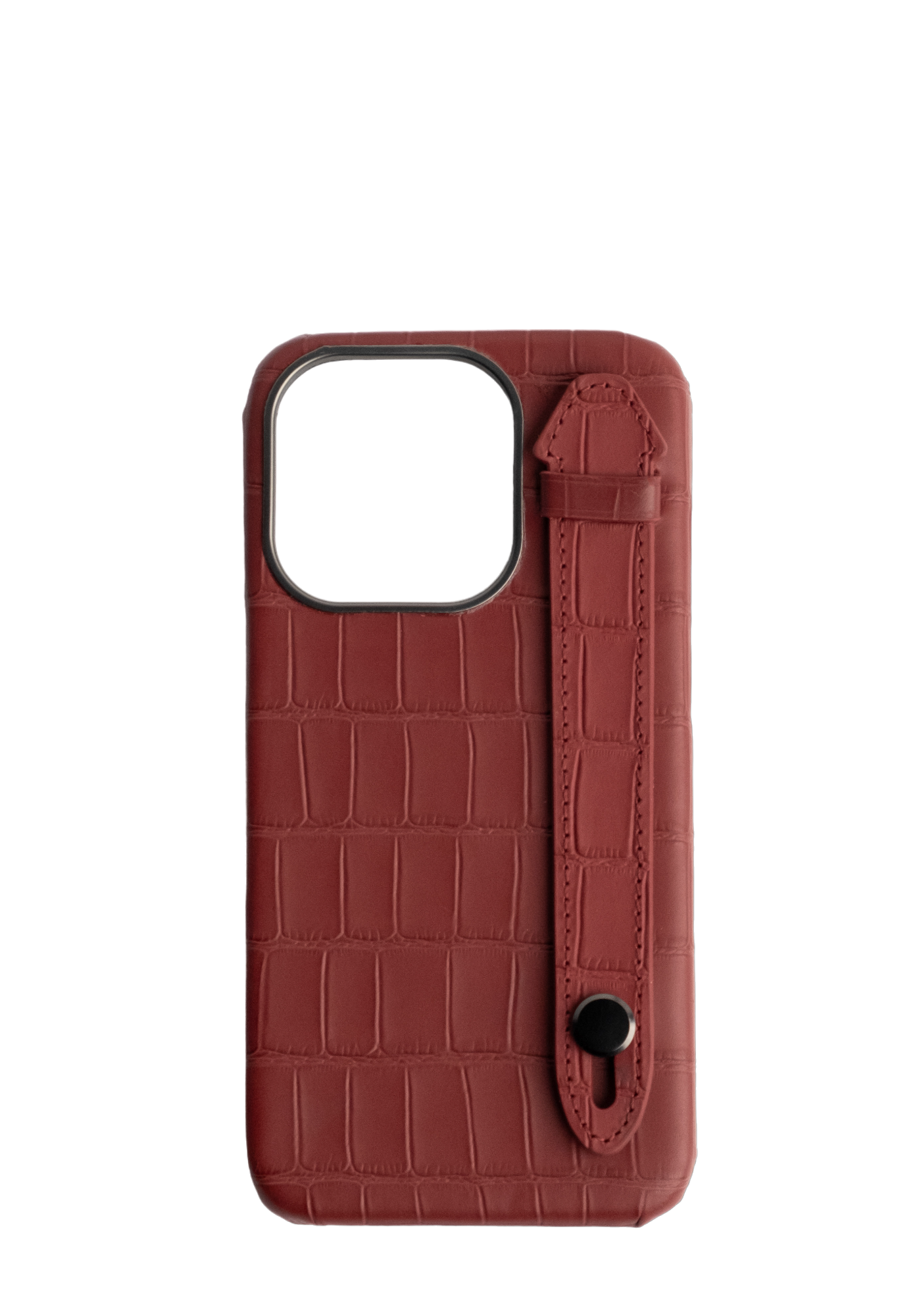 Maroon Embossed Crocodile Leather Strap Case