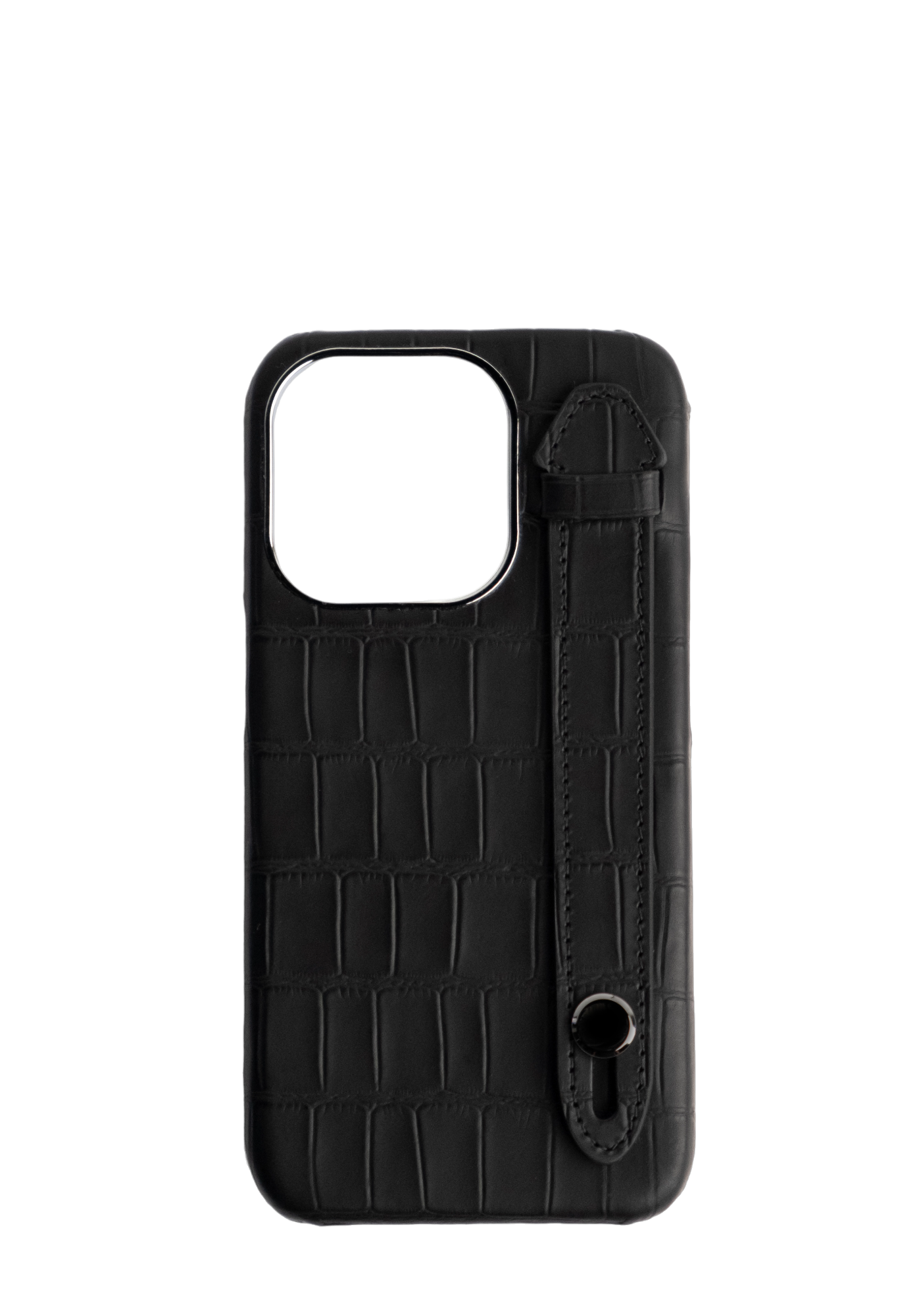 Black Leather Strap iPhone Case