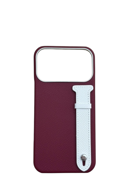 Maroon Epsom Leather Strap Case
